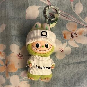Lululemon Athletica Lime Green Plush Keychain with Lululemon cloth